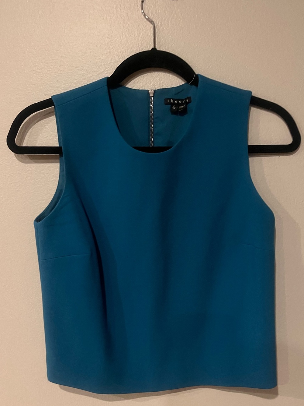 Theory Teal Blue Sleeveless Structured Top Size P/TP Back Zip